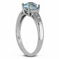 Cushion-Cut Aquamarine and Natural Diamond Engagement Ring in Solid 10K White Gold
