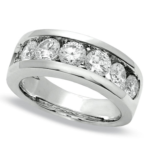 2.0 CT. T.W. Natural Diamond Seven Stone Anniversary Band in Solid 14K White Gold