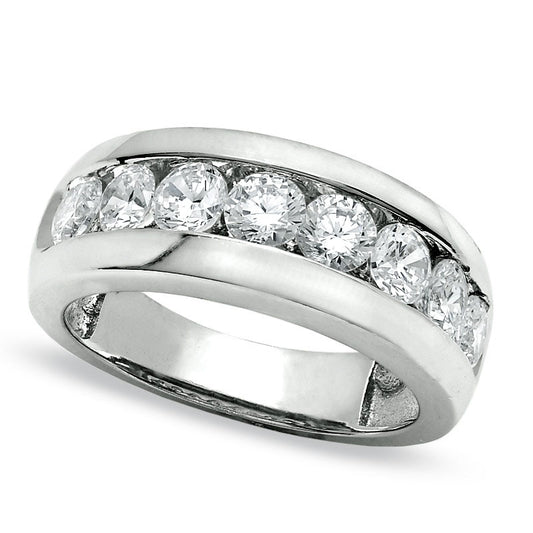 1.50 CT. T.W. Natural Diamond Eight Stone Anniversary Band in Solid 14K White Gold