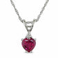 Heart-Shaped Lab-Created Ruby Pendant in 10K White Gold with Diamond Accent - 17"