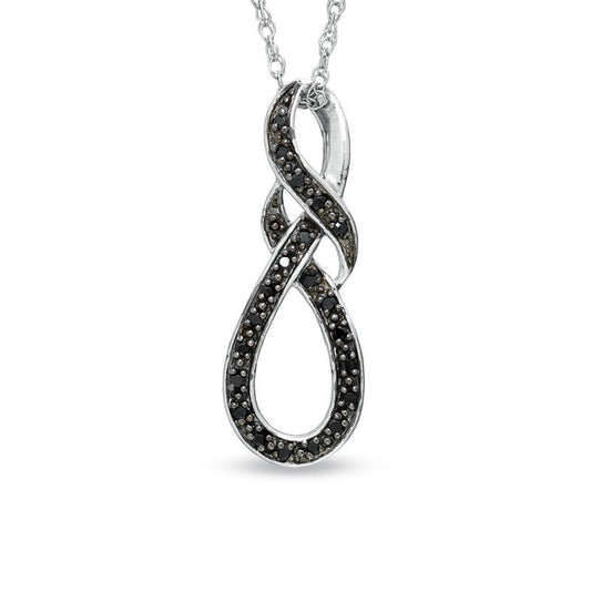 Enhanced Black Natural Diamond Accent Swirled Knot Pendant in Sterling Silver