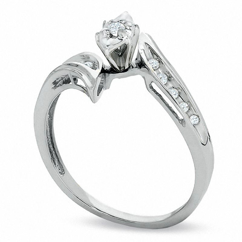 0.10 CT. T.W. Natural Diamond Illusion Marquise Engagement Ring in Solid 10K White Gold