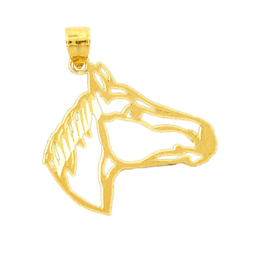 14K Gold Cut-Out Horse Head Pendant