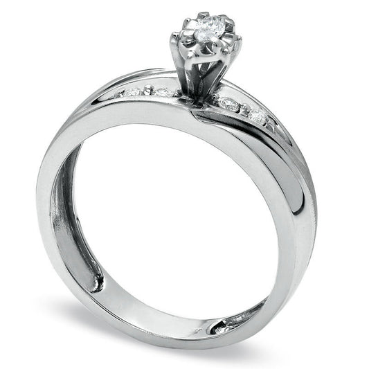 0.13 CT. T.W. Marquise Natural Diamond Engagement Ring in Solid 10K White Gold