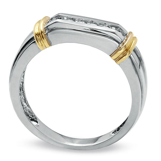Men's 0.10 CT. T.W. Natural Diamond Wedding Band in Solid 14K Two-Tone Gold