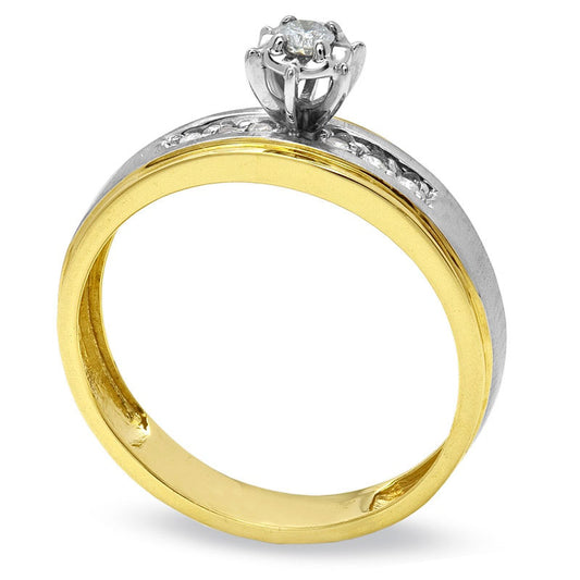 0.13 CT. T.W. Natural Diamond Engagement Ring in Solid 10K Two-Tone Gold