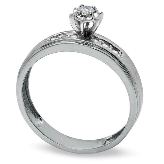 0.13 CT. T.W. Natural Diamond Engagement Ring in Solid 10K White Gold