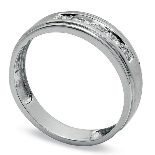 Men's 0.13 CT. T.W. Natural Diamond Wedding Band in Solid 10K White Gold