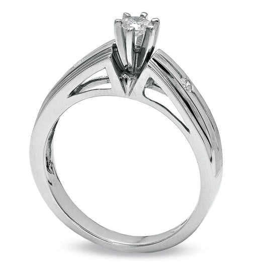 0.20 CT. T.W. Natural Diamond Engagement Ring in Solid 14K White Gold