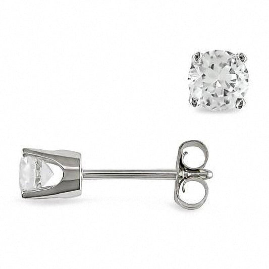 4.0mm Lab-Created White Sapphire Stud Earrings in 10K White Gold