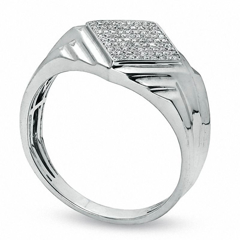 Men's 0.20 CT. T.W. Pavé Natural Diamond Band in Solid 10K White Gold