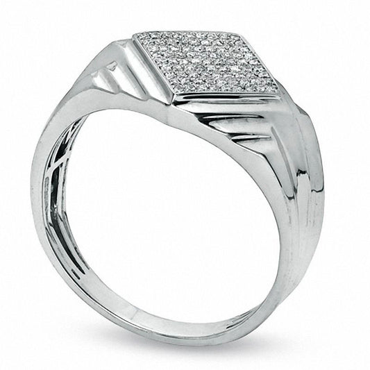 Men's 0.20 CT. T.W. Pavé Natural Diamond Band in Solid 10K White Gold