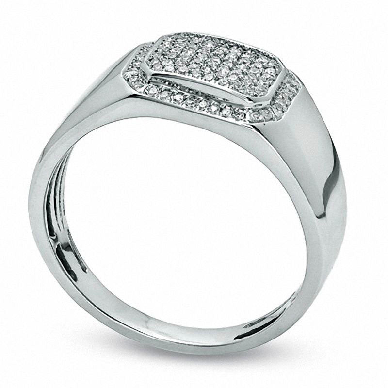 Men's 0.25 CT. T.W. Pavé Natural Diamond Band in Solid 10K White Gold
