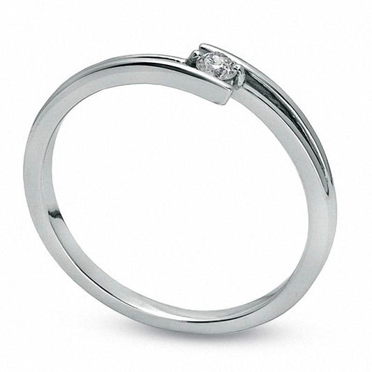 Natural Clarity Enhanced Diamond Accent Solitaire Bypass Promise Ring in Solid 10K White Gold