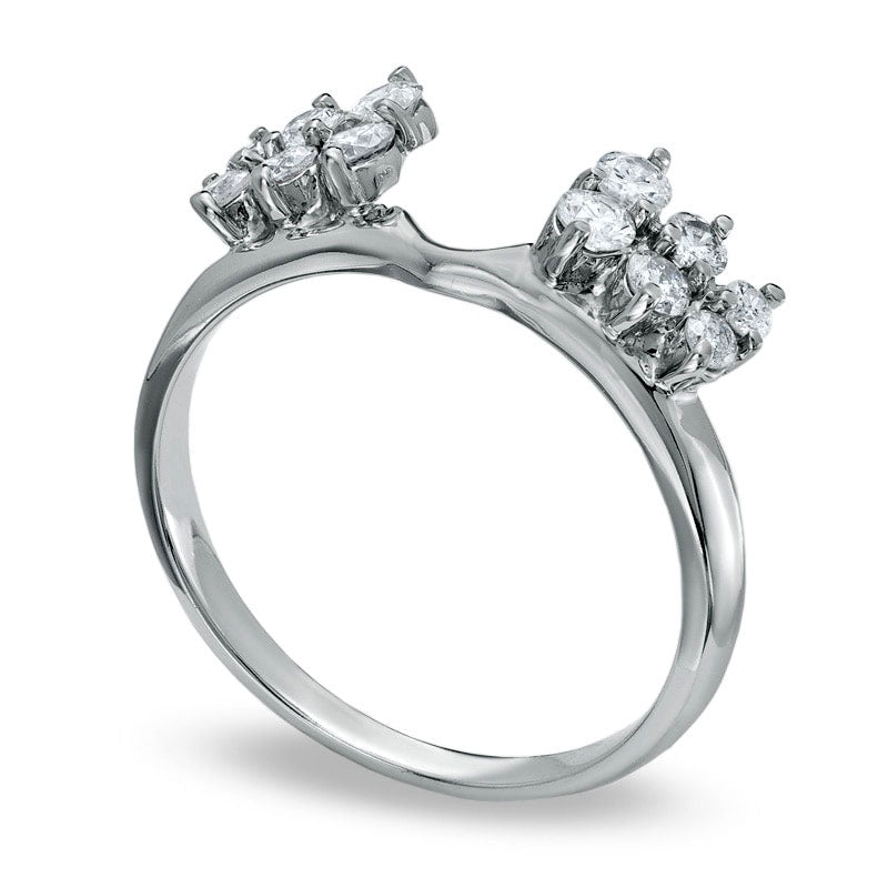0.50 CT. T.W. Natural Clarity Enhanced Diamond Double-Row Solitaire Enhancer in Solid 14K White Gold