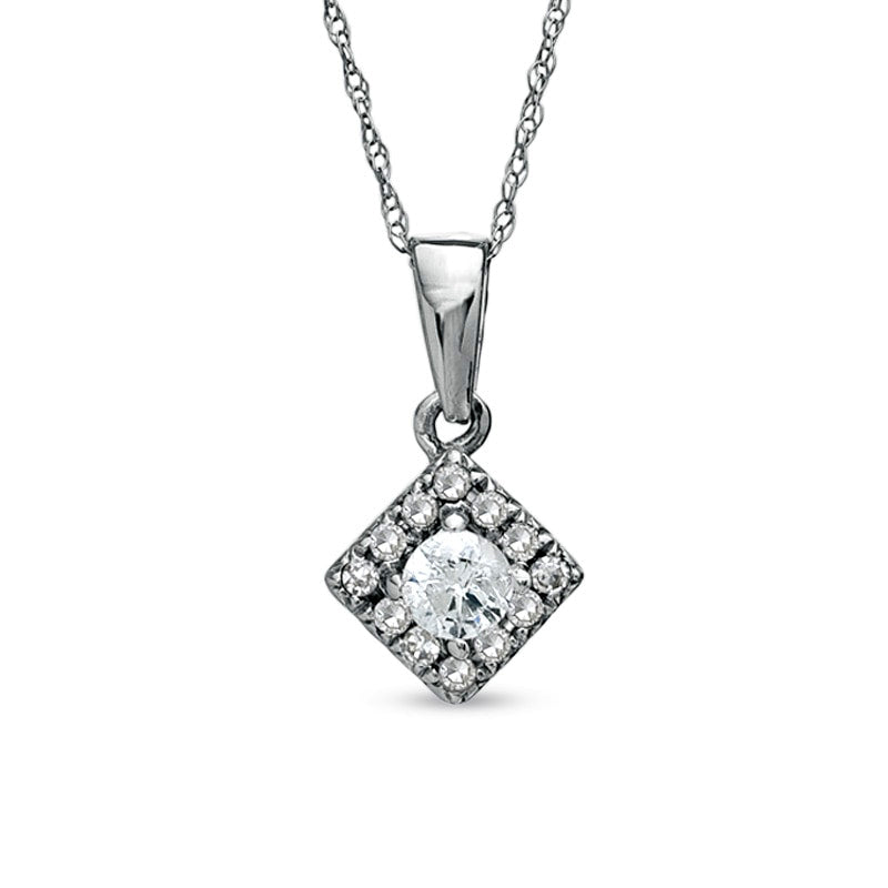 0.25 CT. T.W. Natural Diamond Square Frame Pendant in 10K White Gold