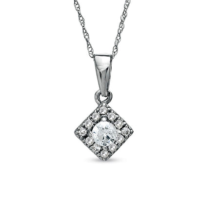 0.25 CT. T.W. Natural Diamond Square Frame Pendant in 10K White Gold