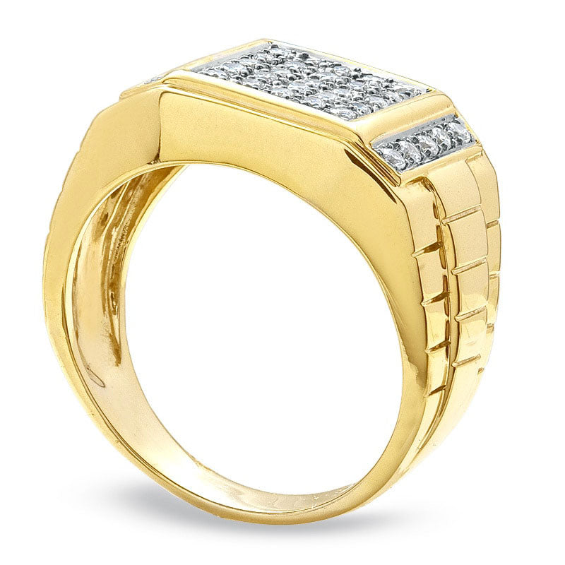 Men's 0.50 CT. T.W. Natural Diamond Pavé Square Band in Solid 14K Gold