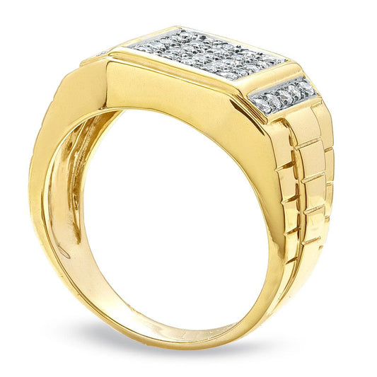 Men's 0.50 CT. T.W. Natural Diamond Pavé Square Band in Solid 14K Gold