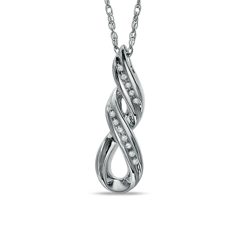 Natural Diamond Accent Swirl Loop Pendant in Sterling Silver