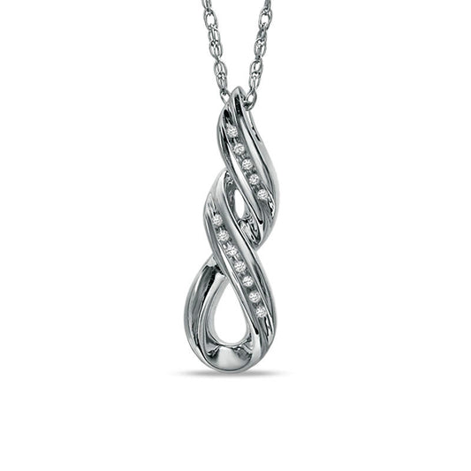 Natural Diamond Accent Swirl Loop Pendant in Sterling Silver