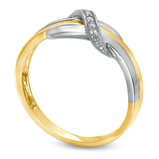 0.05 CT. T.W. Natural Diamond Swirl Band in Solid 10K Two-Tone Gold