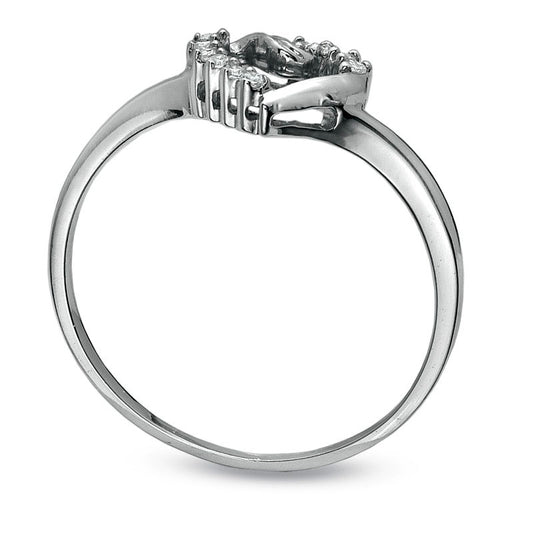 0.05 CT. T.W. Natural Diamond Twist Heart Ring in Solid 10K White Gold