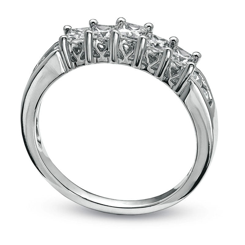 0.75 CT. T.W. Princess-Cut Natural Diamond Nine Stone Band in Solid 10K White Gold