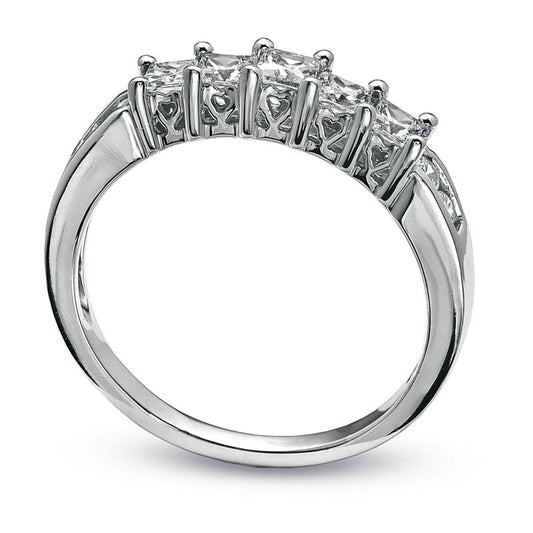 0.75 CT. T.W. Princess-Cut Natural Diamond Nine Stone Band in Solid 10K White Gold