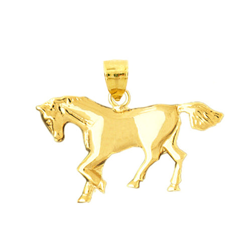 14K Gold 30MM Horse Pendant