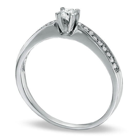 0.20 CT. T.W. Natural Clarity Enhanced Diamond Solitaire Promise Ring in Solid 10K White Gold