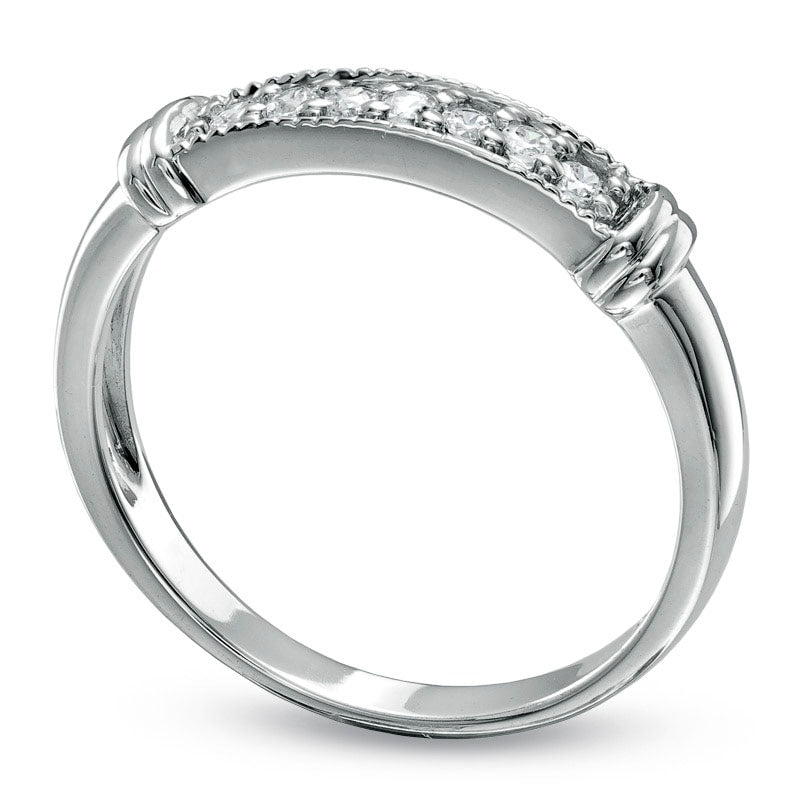 0.10 CT. T. W. Natural Diamond Seven Stone Band in Solid 10K White Gold