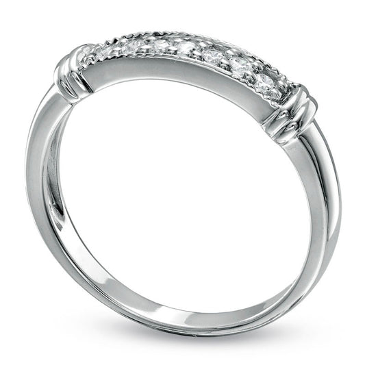 0.10 CT. T. W. Natural Diamond Seven Stone Band in Solid 10K White Gold