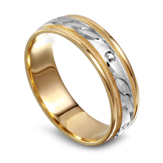 6.0mm Solid 10K Two-Tone Gold Loop Wedding Band