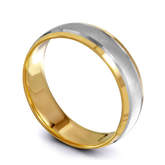 6.0mm Solid 10K Two-Tone Gold Wedding Band