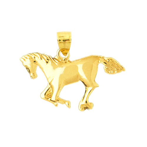 14K Gold Galloping Horse Pendant