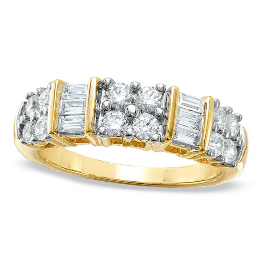 1.0 CT. T.W. Natural Diamond Clover Band in Solid 10K Yellow Gold