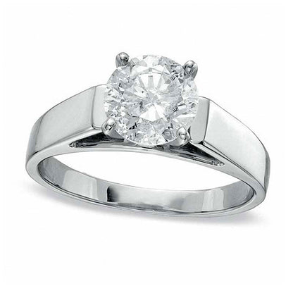 1.50 CT. Natural Clarity Enhanced Diamond Solitaire Engagement Ring in Solid 14K White Gold (K/I3)