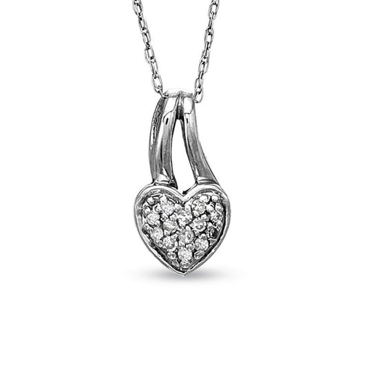 0.05 CT. T.W. Natural Diamond Split Bale Heart Pendant in 10K White Gold