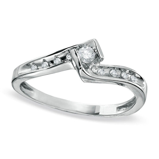 0.10 CT. T.W. Natural Diamond Swirl Promise Ring in Solid 10K White Gold