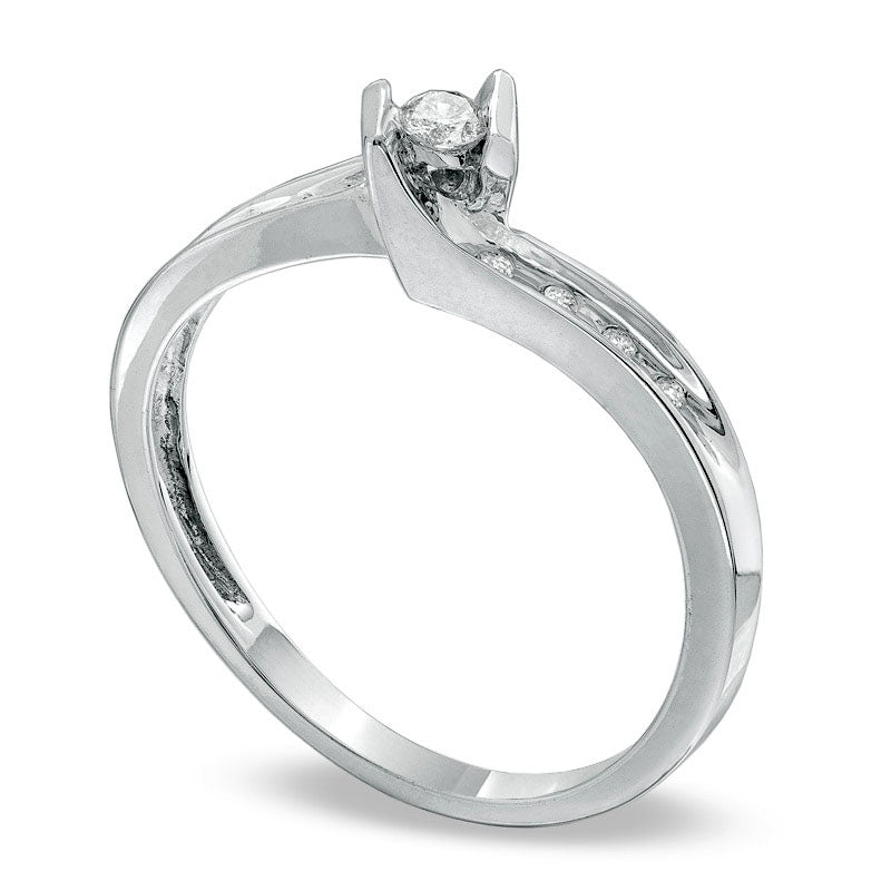 0.10 CT. T.W. Natural Diamond Swirl Promise Ring in Solid 10K White Gold