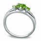 Heart-Shaped Peridot Three Stone and Natural Diamond Accent Ring in Sterling Silver