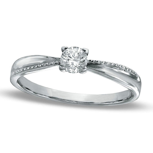 0.17 CT. Natural Clarity Enhanced Diamond Solitaire Promise Ring in Solid 10K White Gold