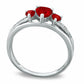 Heart-Shaped Lab-Created Ruby Three Stone and Diamond Accent Ring in Sterling Silver