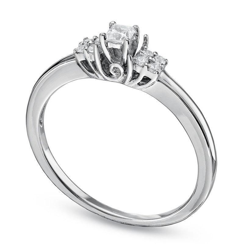 0.13 CT. T.W. Princess-Cut Natural Diamond Promise Ring in Solid 10K White Gold