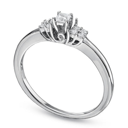 0.13 CT. T.W. Princess-Cut Natural Diamond Promise Ring in Solid 10K White Gold