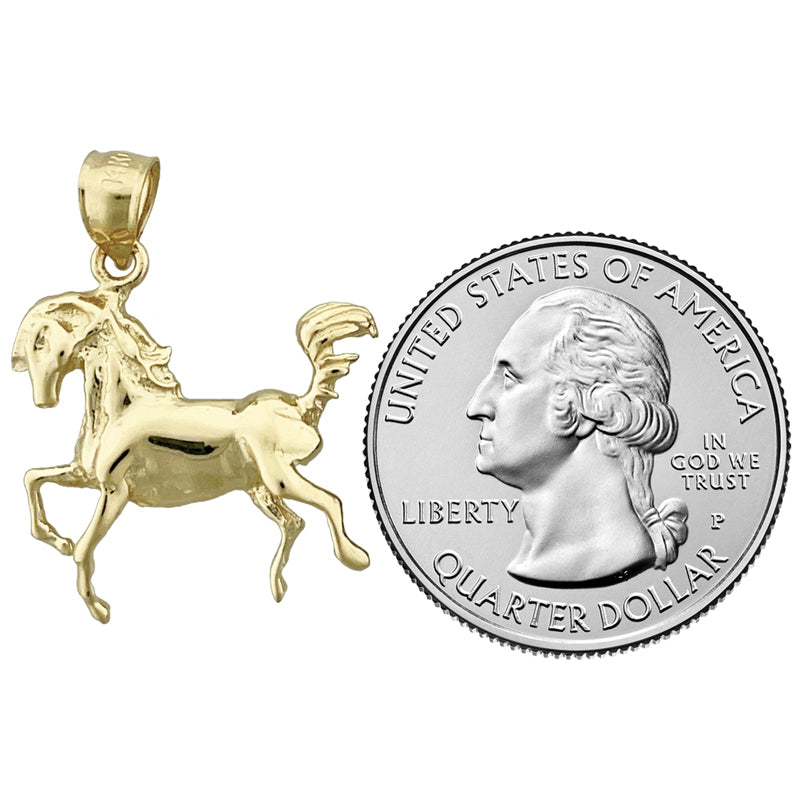 14K Gold 20MM Horse Pendant