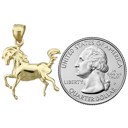 14K Gold 20MM Horse Pendant