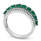 Emerald Nine Stone Band in Solid 10K White Gold with Natural Diamond Accents