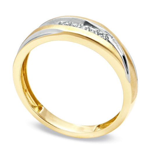 Men's Natural Diamond Accent Wedding Band in Solid 10K Yellow Gold